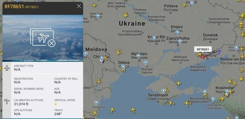 Flightradar24: Российский самолет ДЛРО А-100 «Премьер» вошел в воздушное пространство ДНР
